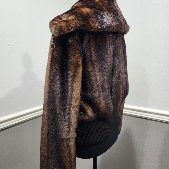 🔥 Luxurious Via  Brown Faux Fur Jacket XS - Picture 7 of 17